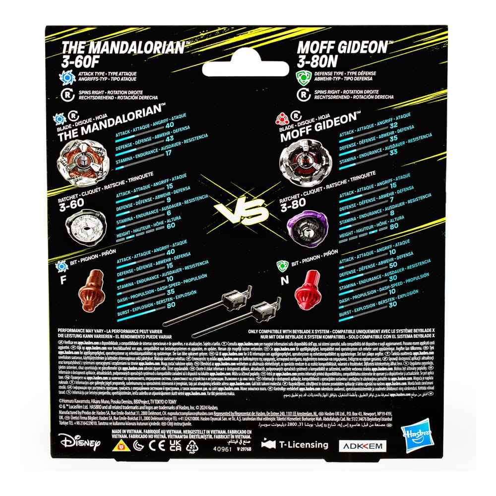 Beyblade X en Star Wars werken samen met The Mandalorian 3-60F versus Moff Gideon 3-80N