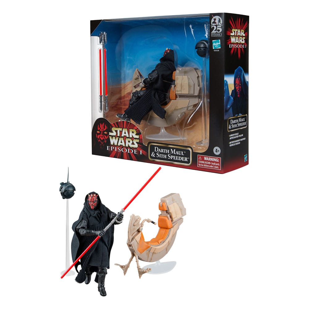 Star Wars Episode I Black Series-voertuig met actiefiguur Darth Maul & Sith Speeder 25e verjaardag