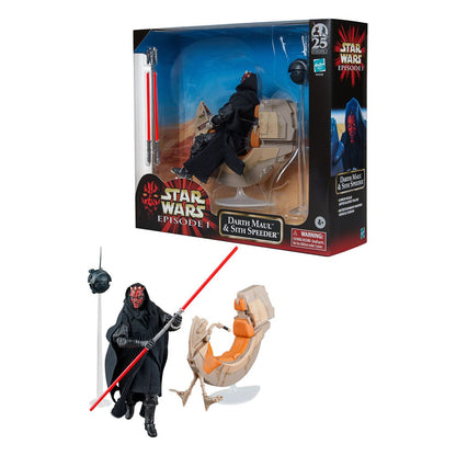 Star Wars Episode I Black Series-voertuig met actiefiguur Darth Maul & Sith Speeder 25e verjaardag