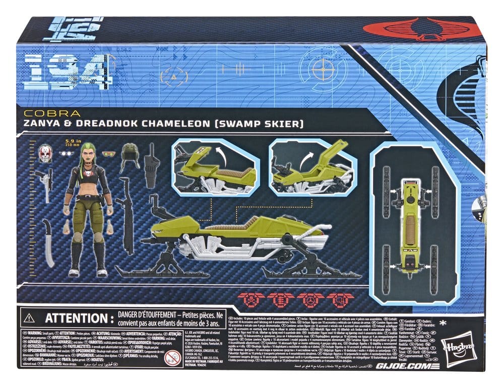 G.I. Joe Classified Series actiefiguur en voertuigset #194 Zanya en Dreadnok Chameleon (moerasskiër) 15 cm