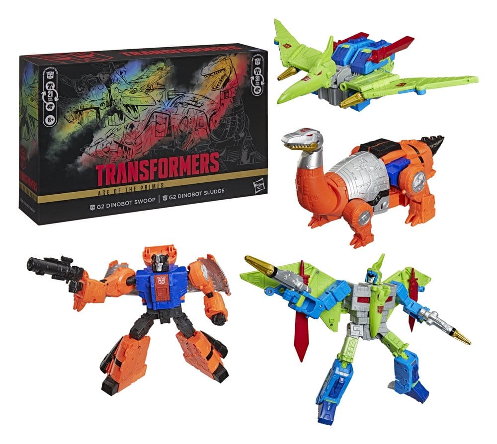 Transformers Age of the Primes Leader Class-actiefiguur 2-pack G2 G2 Dinobot Swoop & G2 Dinobot Sludge 19 cm