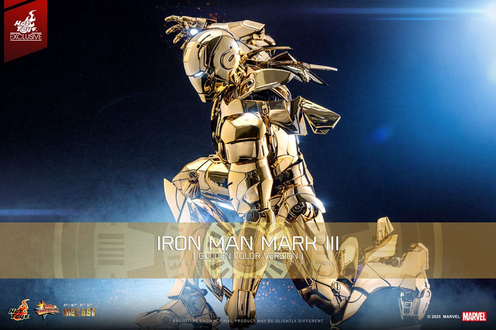 Iron Man Movie Masterpiece Diecast Action Figuur 1/6 Iron Man Mark III (Gold Color Version) Hot Toys Exclusive 33 CM