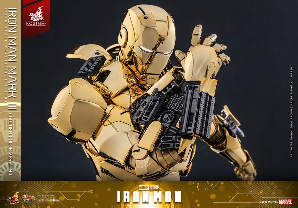 Iron Man Movie Masterpiece Diecast Action Figuur 1/6 Iron Man Mark III (Gold Color Version) Hot Toys Exclusive 33 CM