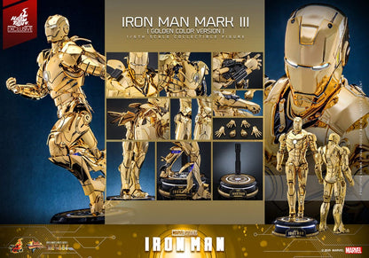 Iron Man Movie Masterpiece Diecast Action Figuur 1/6 Iron Man Mark III (Gold Color Version) Hot Toys Exclusive 33 CM