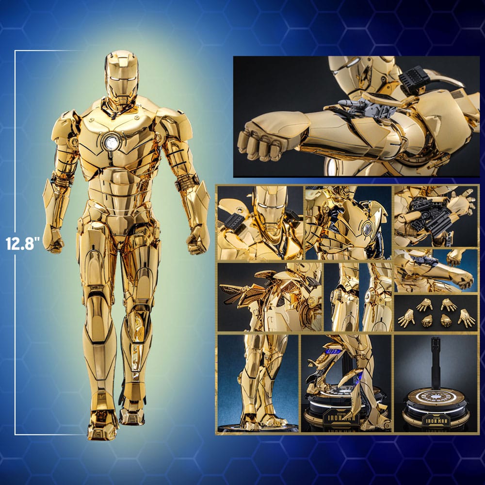 Iron Man Movie Masterpiece Diecast Action Figuur 1/6 Iron Man Mark III (Gold Color Version) Hot Toys Exclusive 33 CM