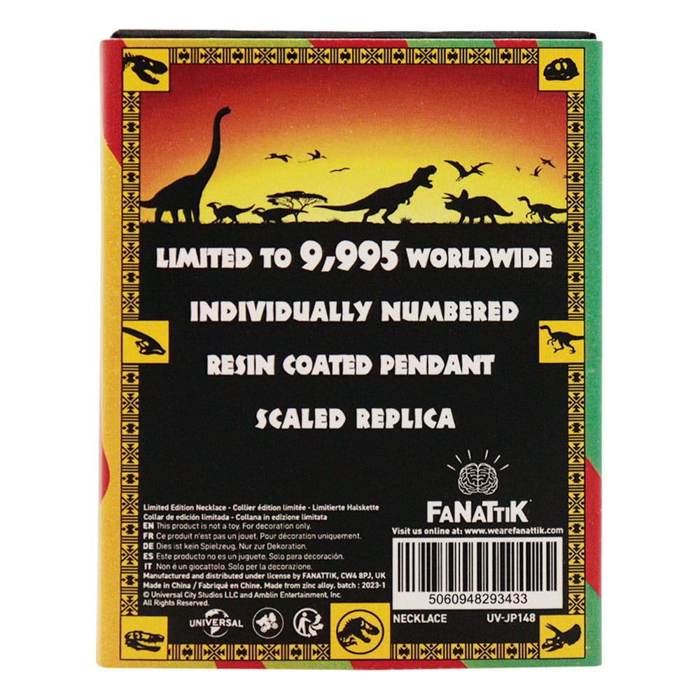 Jurassic Park Replika ketting met Amber Pendant Limited Edtiton