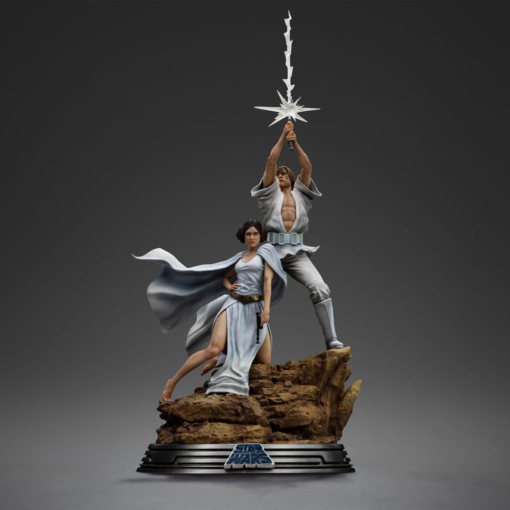 Star Wars Deluxe kunstschaalstandbeeld 1/10 Luke en Leia 41 cm