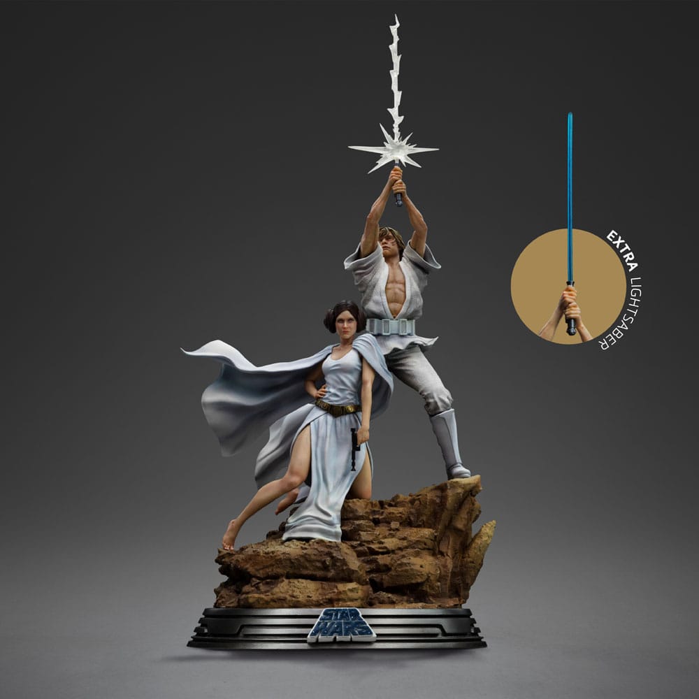 Star Wars Deluxe kunstschaalstandbeeld 1/10 Luke en Leia 41 cm