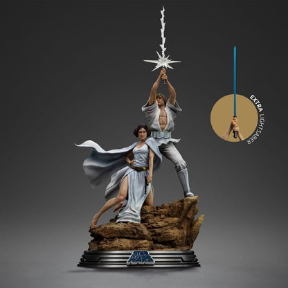 Star Wars Deluxe kunstschaalstandbeeld 1/10 Luke en Leia 41 cm