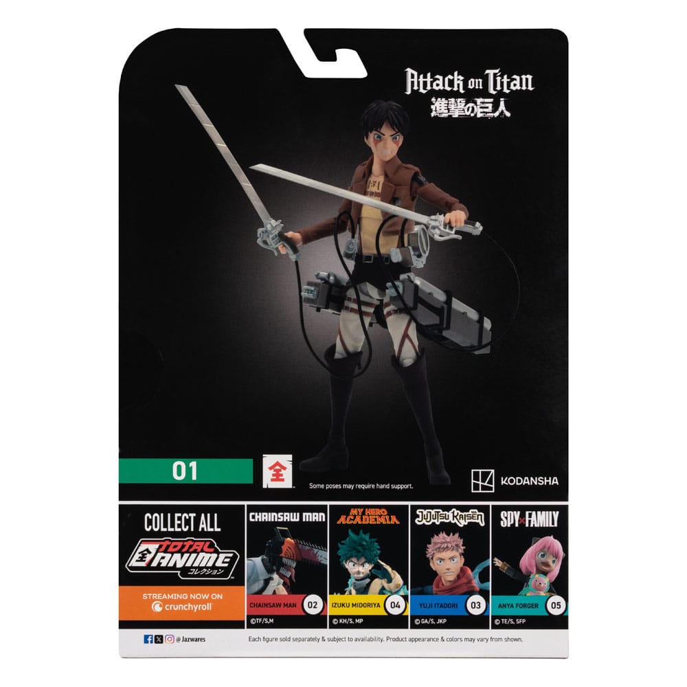 Aanval op Titan Total Anime Action -figuur Eren Jaeger 17 cm