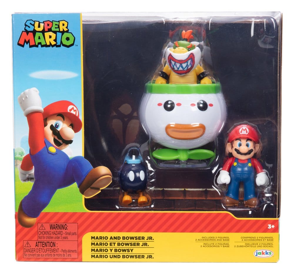 World of Nintendo Minifiguur 2-pack Mario en Bowser Jr. Clownauto 6 cm