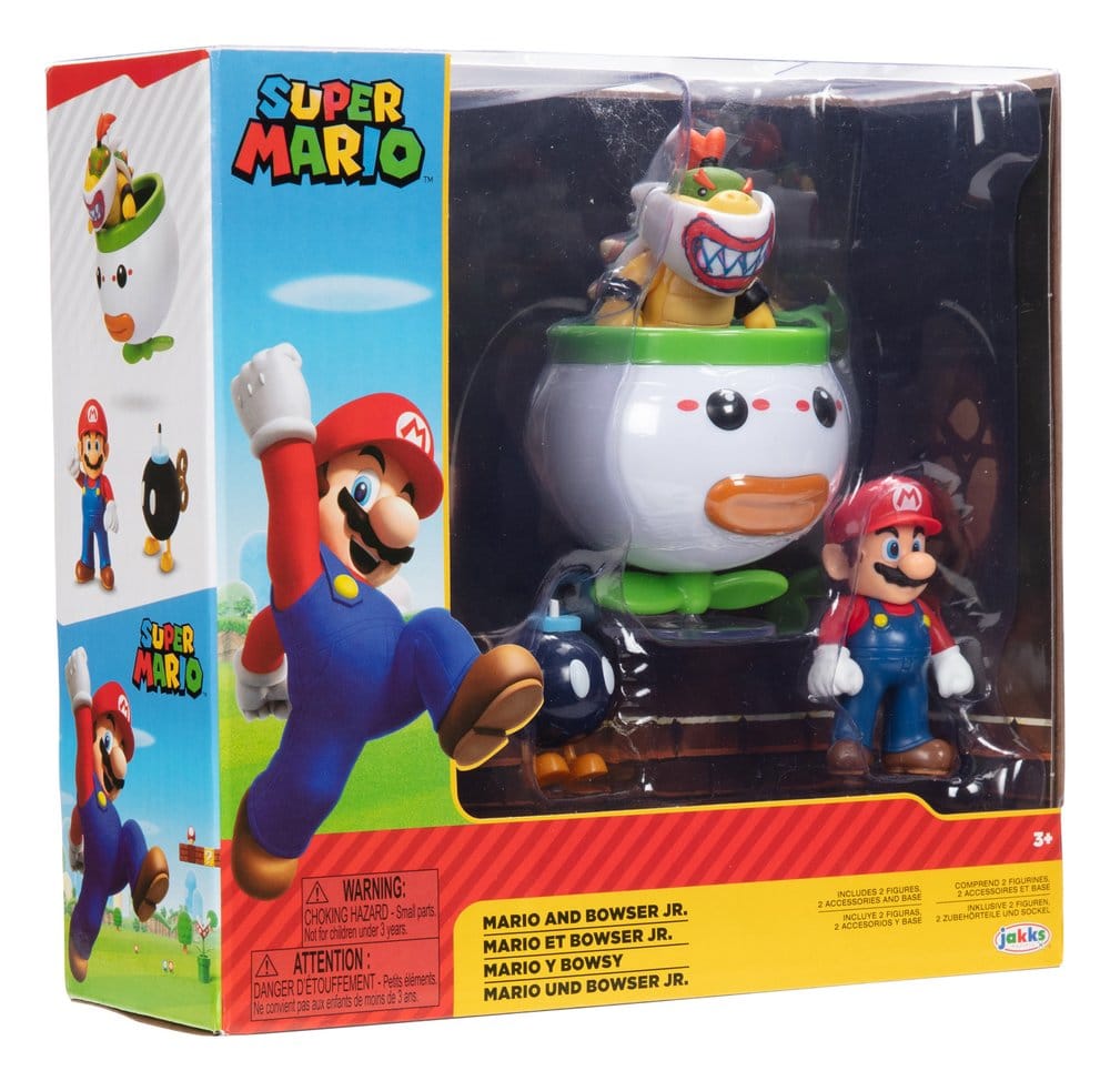 World of Nintendo Minifiguur 2-pack Mario en Bowser Jr. Clownauto 6 cm