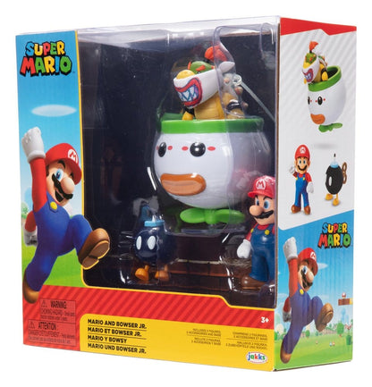 World of Nintendo Minifiguur 2-pack Mario en Bowser Jr. Clownauto 6 cm