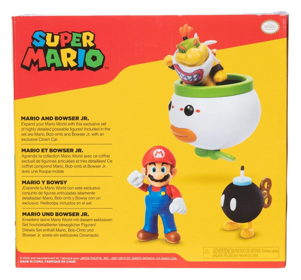 World of Nintendo Minifiguur 2-pack Mario en Bowser Jr. Clownauto 6 cm