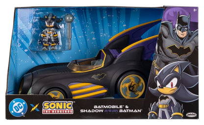 DC x Sonic - The Hedgehog Actiefiguur met voertuigschaduw Batman & Batmobile 6 cm