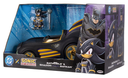 DC x Sonic - The Hedgehog Actiefiguur met voertuigschaduw Batman & Batmobile 6 cm