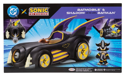DC x Sonic - The Hedgehog Actiefiguur met voertuigschaduw Batman & Batmobile 6 cm