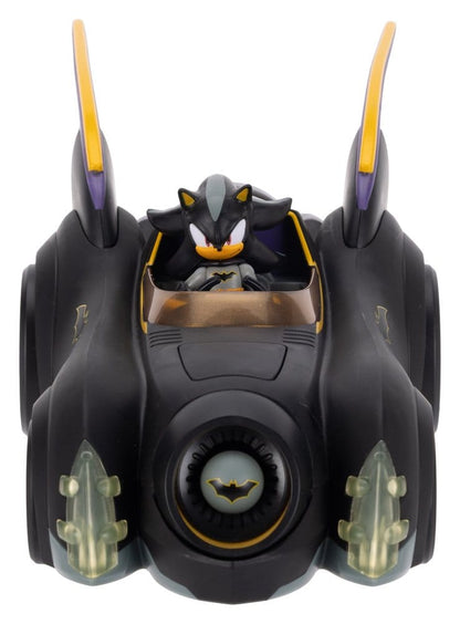 DC x Sonic - The Hedgehog Actiefiguur met voertuigschaduw Batman & Batmobile 6 cm