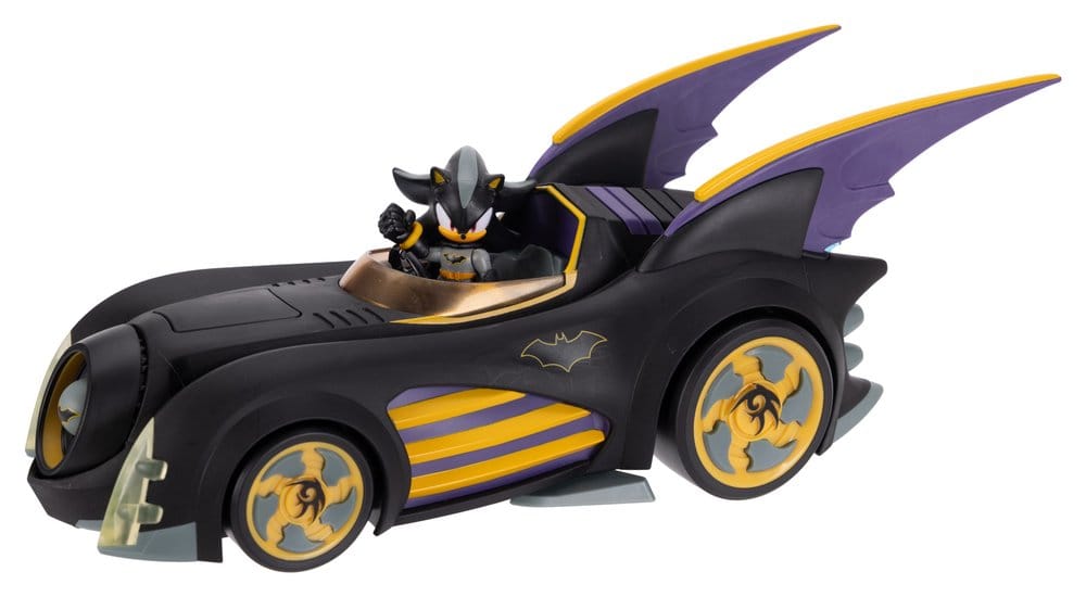 DC x Sonic - The Hedgehog Actiefiguur met voertuigschaduw Batman & Batmobile 6 cm