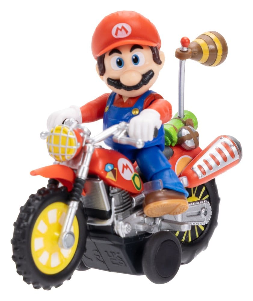 Het Super Mario Galaxy Movie-actiefiguur met uittrekbare motorfiets Mario 6 cm
