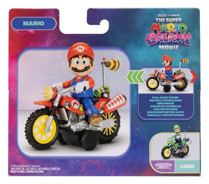 Het Super Mario Galaxy Movie-actiefiguur met uittrekbare motorfiets Mario 6 cm