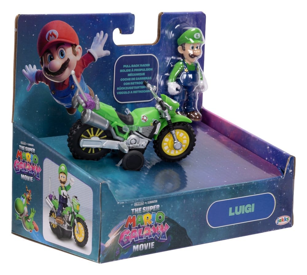 De Super Mario Galaxy Movie-actiefiguur met terugtrekmotor Luigi 6 cm