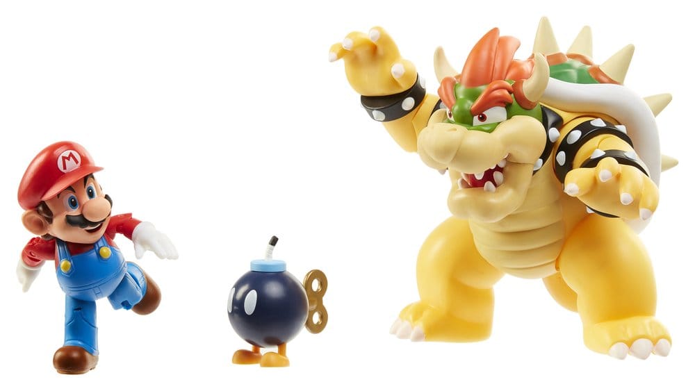 World of Nintendo Actie Figuur 3-Pack Mario vs. Bowser Lava Battle 6-15 cm