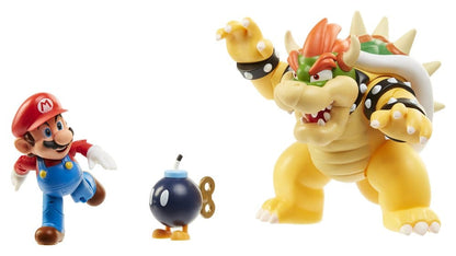 World of Nintendo Actie Figuur 3-Pack Mario vs. Bowser Lava Battle 6-15 cm