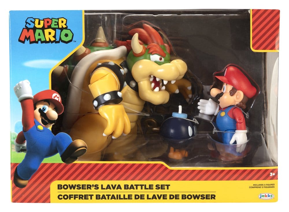 World of Nintendo Actie Figuur 3-Pack Mario vs. Bowser Lava Battle 6-15 cm
