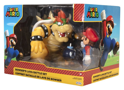 World of Nintendo Actie Figuur 3-Pack Mario vs. Bowser Lava Battle 6-15 cm