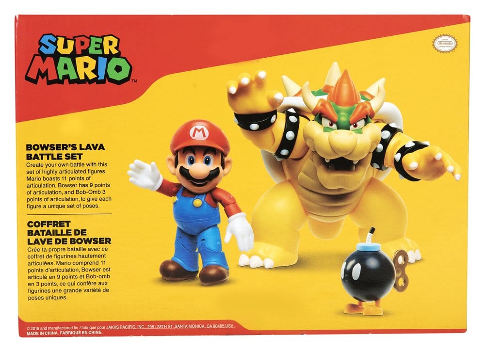 World of Nintendo Actie Figuur 3-Pack Mario vs. Bowser Lava Battle 6-15 cm
