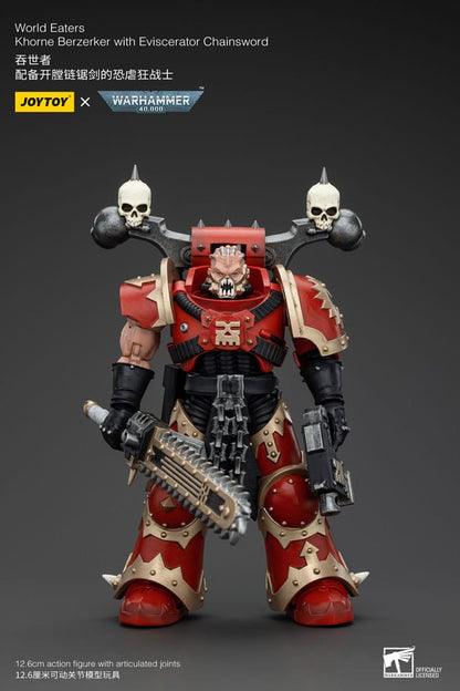 Warhammer 40K Actie Figuur 1/18 Wereldeters Khorne Berzerker met uitliggende kettingzwaard 13 cm
