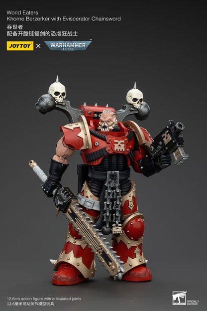 Warhammer 40K Actie Figuur 1/18 Wereldeters Khorne Berzerker met uitliggende kettingzwaard 13 cm