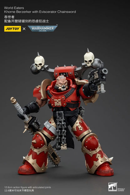Warhammer 40K Actie Figuur 1/18 Wereldeters Khorne Berzerker met uitliggende kettingzwaard 13 cm