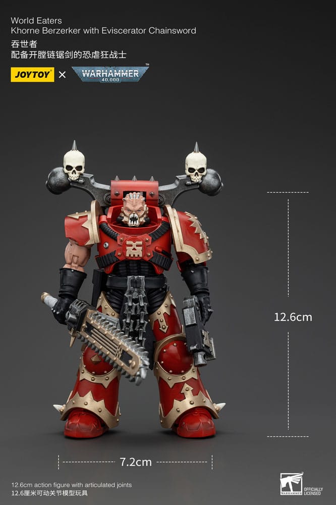 Warhammer 40K Actie Figuur 1/18 Wereldeters Khorne Berzerker met uitliggende kettingzwaard 13 cm