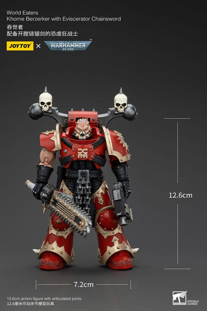 Warhammer 40K Actie Figuur 1/18 Wereldeters Khorne Berzerker met uitliggende kettingzwaard 13 cm