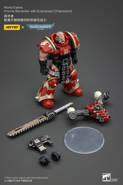 Warhammer 40K Actie Figuur 1/18 Wereldeters Khorne Berzerker met uitliggende kettingzwaard 13 cm