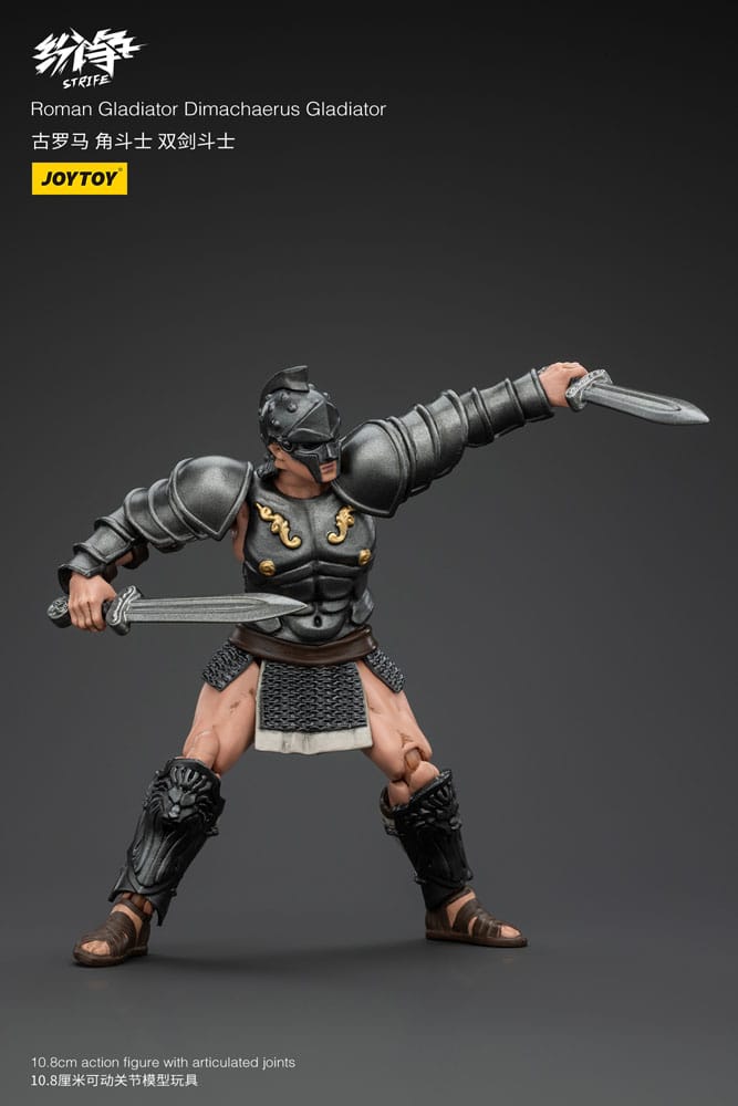Strifactie Figuur 1/18 Romeinse gladiator Dimachaerus gladiator 11 cm
