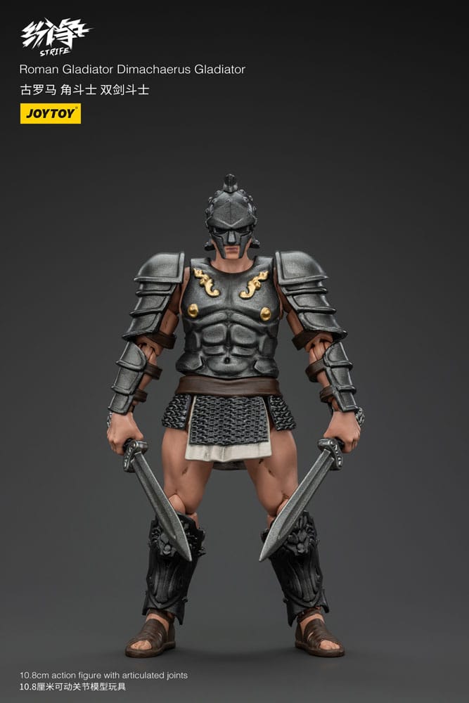 Strifactie Figuur 1/18 Romeinse gladiator Dimachaerus gladiator 11 cm
