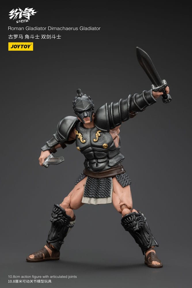 Strifactie Figuur 1/18 Romeinse gladiator Dimachaerus gladiator 11 cm