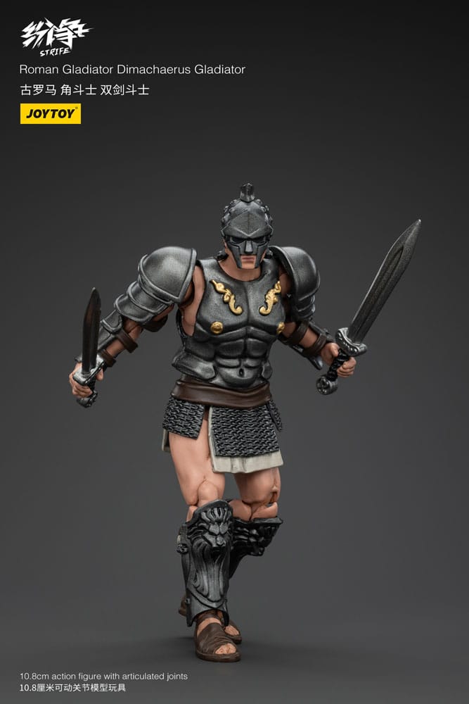Strifactie Figuur 1/18 Romeinse gladiator Dimachaerus gladiator 11 cm