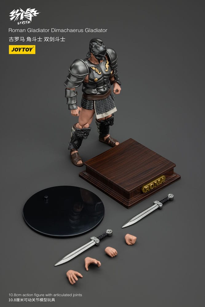 Strifactie Figuur 1/18 Romeinse gladiator Dimachaerus gladiator 11 cm