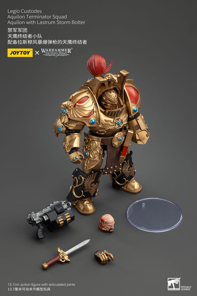Warhammer the Horus Heresy Action Figuur 1/18 Legio Custodes Aquilon Terminator Squad Aquilon met Lastrum Storm Bolter 14 cm