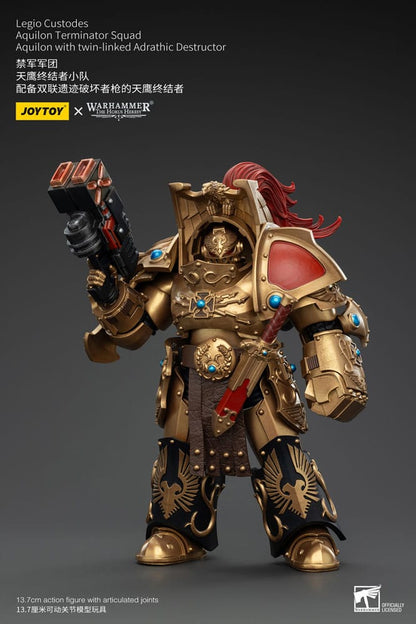 Warhammer the Horus Heresy Action Figuur 1/18 Legio Custodes Aquilon Terminator Squad Aquilon met dubbele gekoppelde Adrathische destructor 14 cm