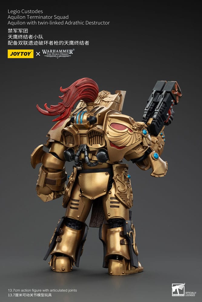 Warhammer the Horus Heresy Action Figuur 1/18 Legio Custodes Aquilon Terminator Squad Aquilon met dubbele gekoppelde Adrathische destructor 14 cm