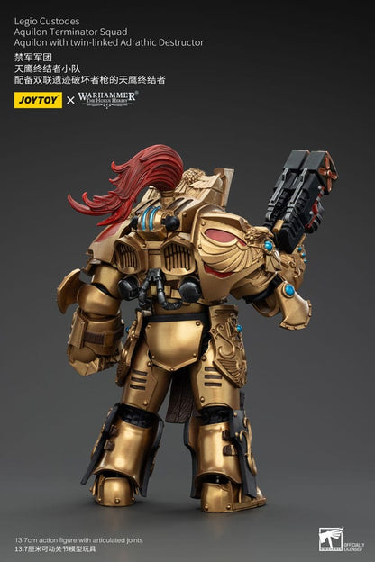 Warhammer the Horus Heresy Action Figuur 1/18 Legio Custodes Aquilon Terminator Squad Aquilon met dubbele gekoppelde Adrathische destructor 14 cm