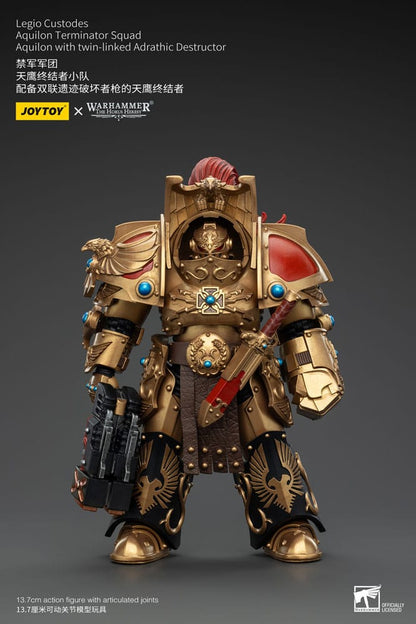 Warhammer the Horus Heresy Action Figuur 1/18 Legio Custodes Aquilon Terminator Squad Aquilon met dubbele gekoppelde Adrathische destructor 14 cm