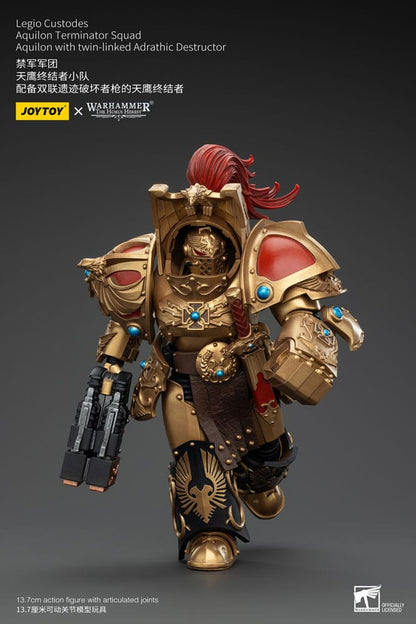 Warhammer the Horus Heresy Action Figuur 1/18 Legio Custodes Aquilon Terminator Squad Aquilon met dubbele gekoppelde Adrathische destructor 14 cm