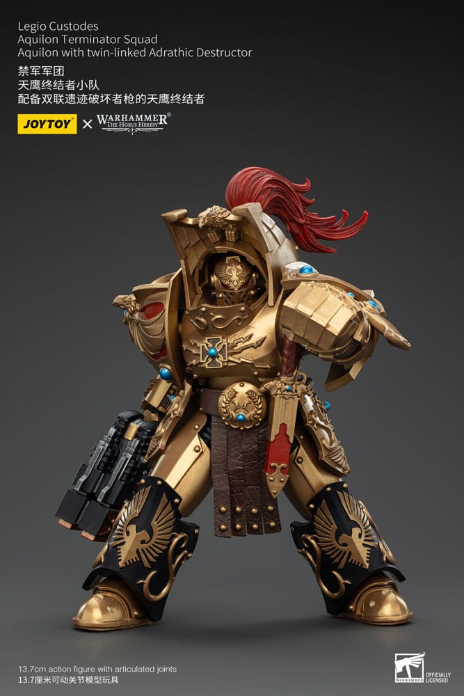 Warhammer the Horus Heresy Action Figuur 1/18 Legio Custodes Aquilon Terminator Squad Aquilon met dubbele gekoppelde Adrathische destructor 14 cm