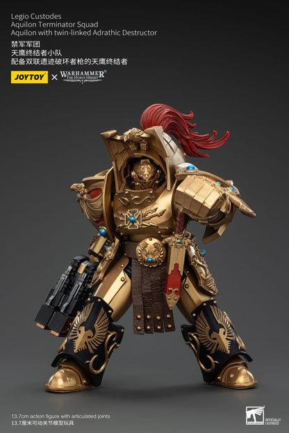 Warhammer the Horus Heresy Action Figuur 1/18 Legio Custodes Aquilon Terminator Squad Aquilon met dubbele gekoppelde Adrathische destructor 14 cm